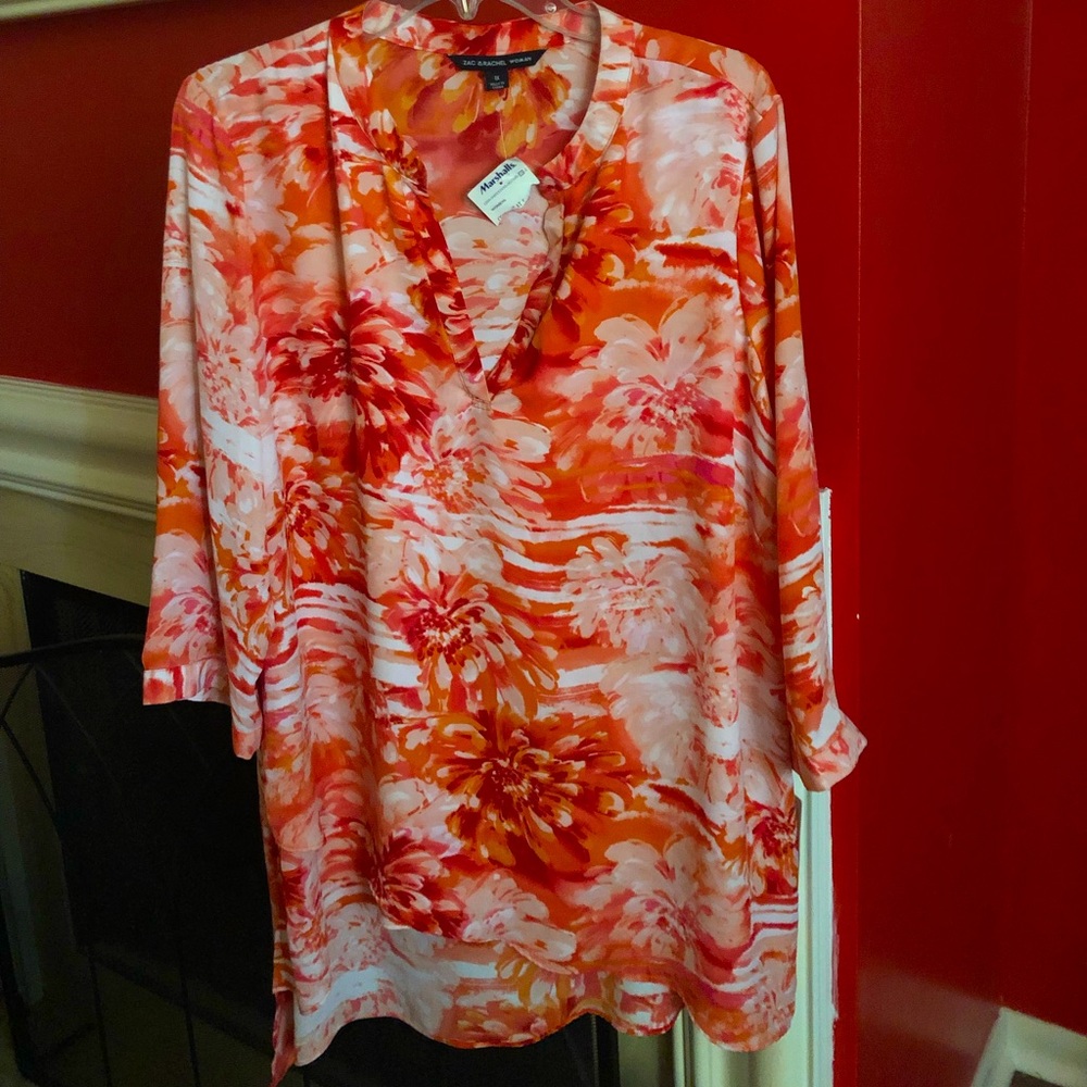 Coral Floral High-Low Blouse